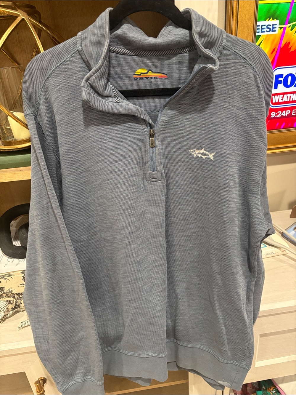 Orvis Light Blue Quarter-Zip Pullover Sweatshirt